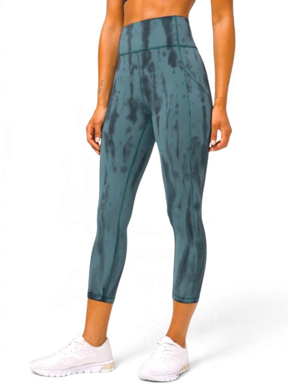 Lululemon Invigorate High-Rise Crop Legging in Forest Shibori Teal